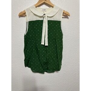 NWT Tulip B Green Polka Dot Peter Pan Collar